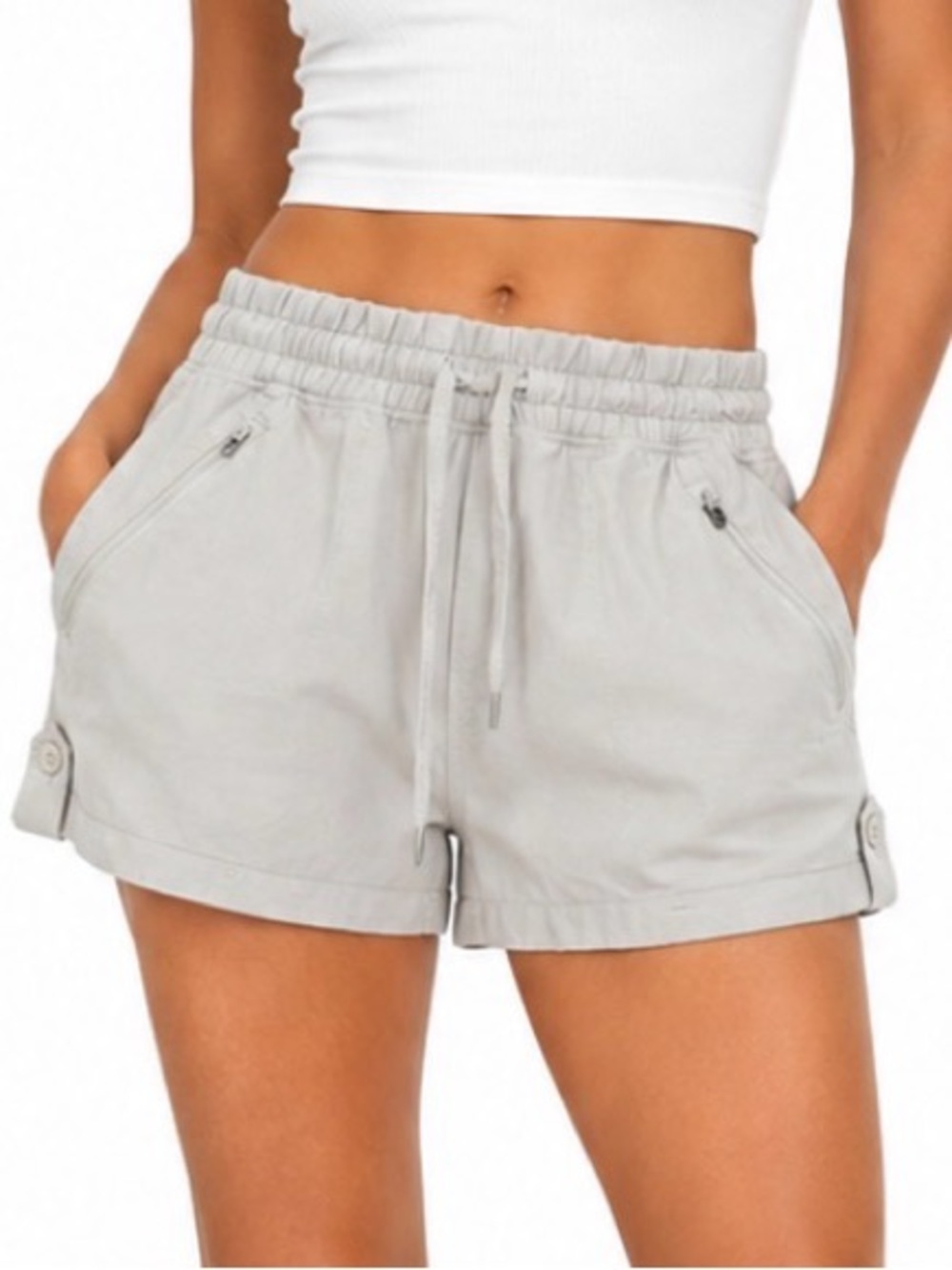 Tangerine Women's Casual Drawstring Shorts - Light Beige workout comfort SZ LG